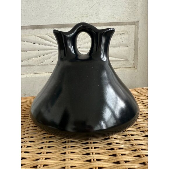 80's George & Georgene Garrett Southwest Black Studio Pottery Wedding Vase - Picture 4 of 13